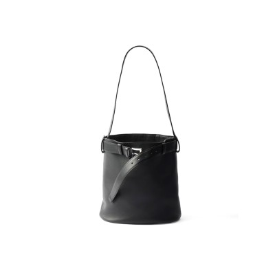 PRADA BUCKLE LEATHER BUCKET BAG WITH BELT 1BE085 (29*26.5*18cm)